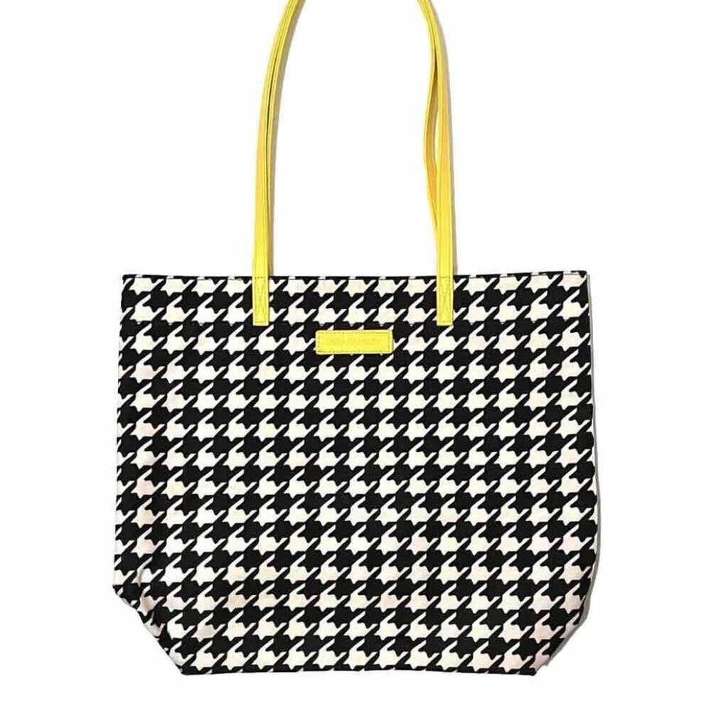 Vera Bradley Houndstooth Tote Yellow Shoulder Straps Hand Bag Carry All